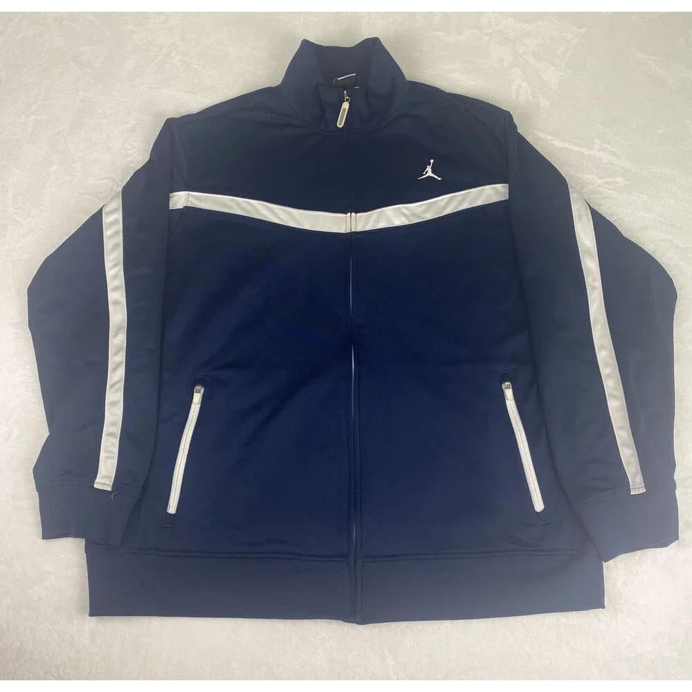 Jordan Dri Fit Jacket Mens XL Blue Logo Full Zip Athletic Sportswear Casual